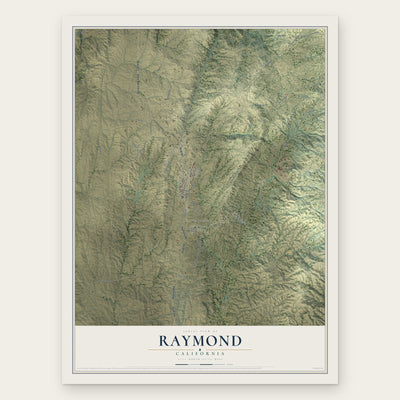 Raymond, California map print, the full design