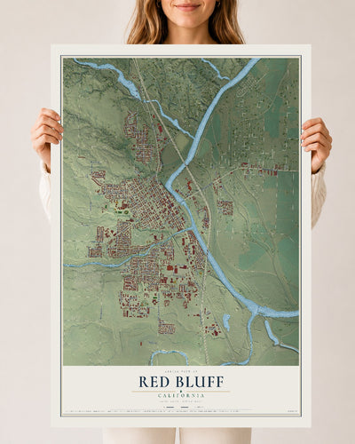 Map of Red Bluff, California, 24 x 36 inch unframed archival matte print