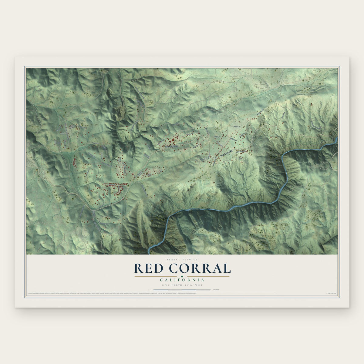 Red Corral, California map print, the full design