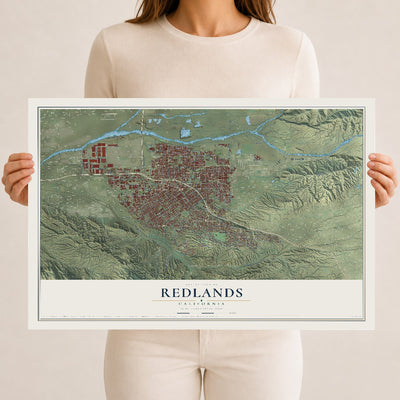 Map of Redlands, California, 12 x 18 inch unframed archival matte print