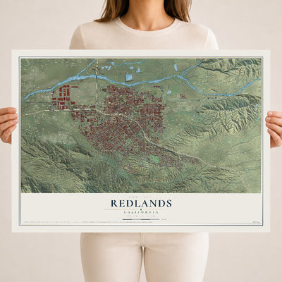 Map of Redlands, California, 18 x 24 inch unframed archival matte print