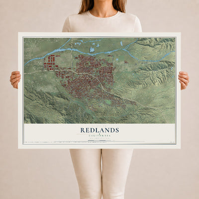 Map of Redlands, California, 24 x 36 inch unframed archival matte print