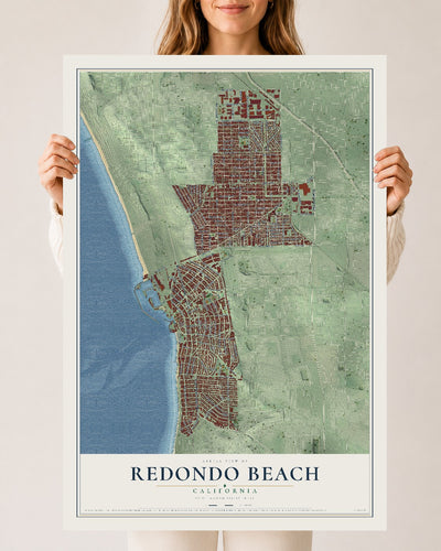 Map of Redondo Beach, California, 24 x 36 inch unframed archival matte print