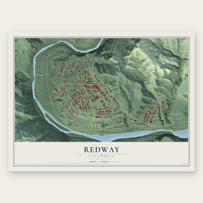 Redway, California map print, the full design