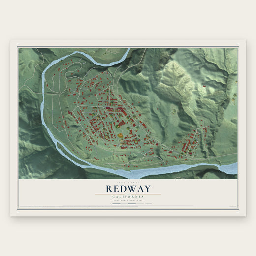 Redway, California map print, the full design