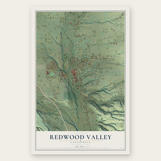 Redwood Valley, California map print, the full design