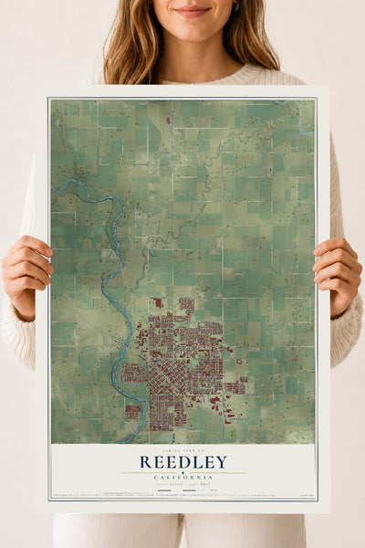 Map of Reedley, California, 18 x 24 inch unframed archival matte print