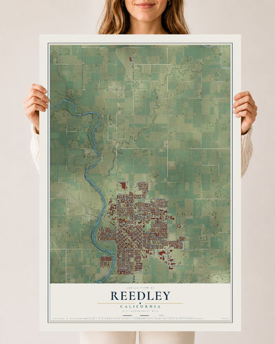 Map of Reedley, California, 24 x 36 inch unframed archival matte print