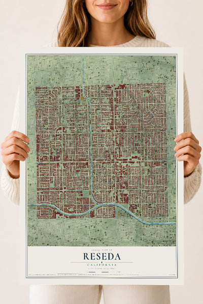 Map of Reseda, California, 18 x 24 inch unframed archival matte print