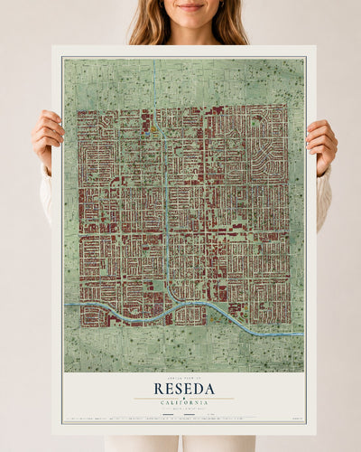 Map of Reseda, California, 24 x 36 inch unframed archival matte print