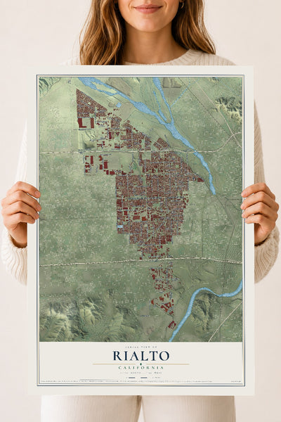 Map of Rialto, California, 18 x 24 inch unframed archival matte print