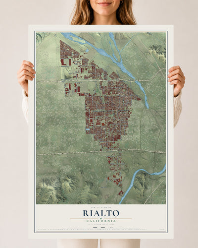 Map of Rialto, California, 24 x 36 inch unframed archival matte print