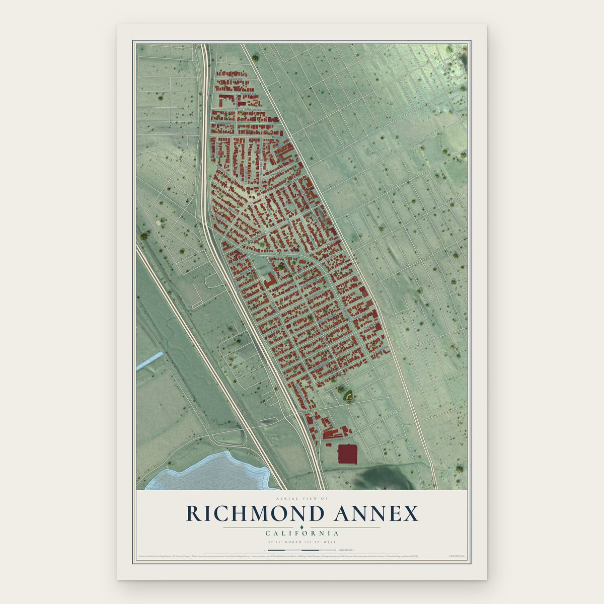 Richmond Annex, California map print, the full design