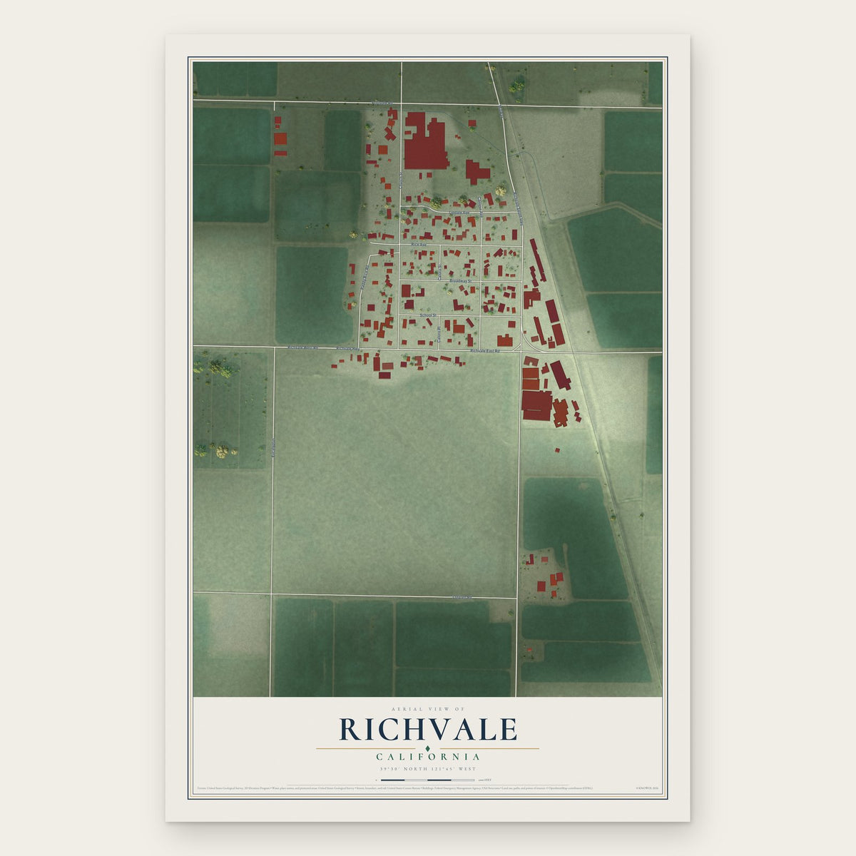 Richvale, California map print, the full design