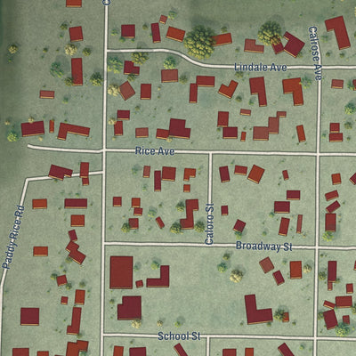 Close-up of the map of Richvale, California print showing street and building detail