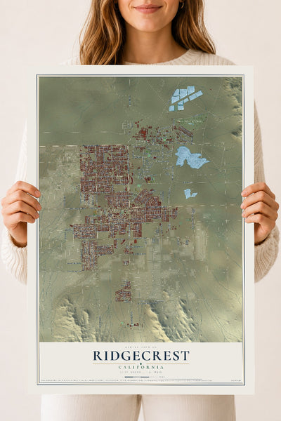 Map of Ridgecrest, California, 18 x 24 inch unframed archival matte print