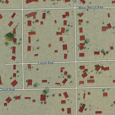 Close-up of the map of Ridgecrest Heights, California print showing street and building detail