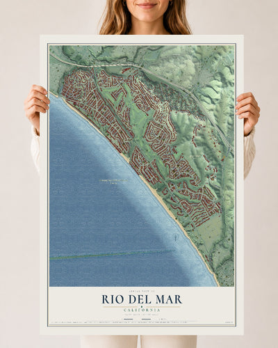 Map of Rio del Mar, California, 24 x 36 inch unframed archival matte print