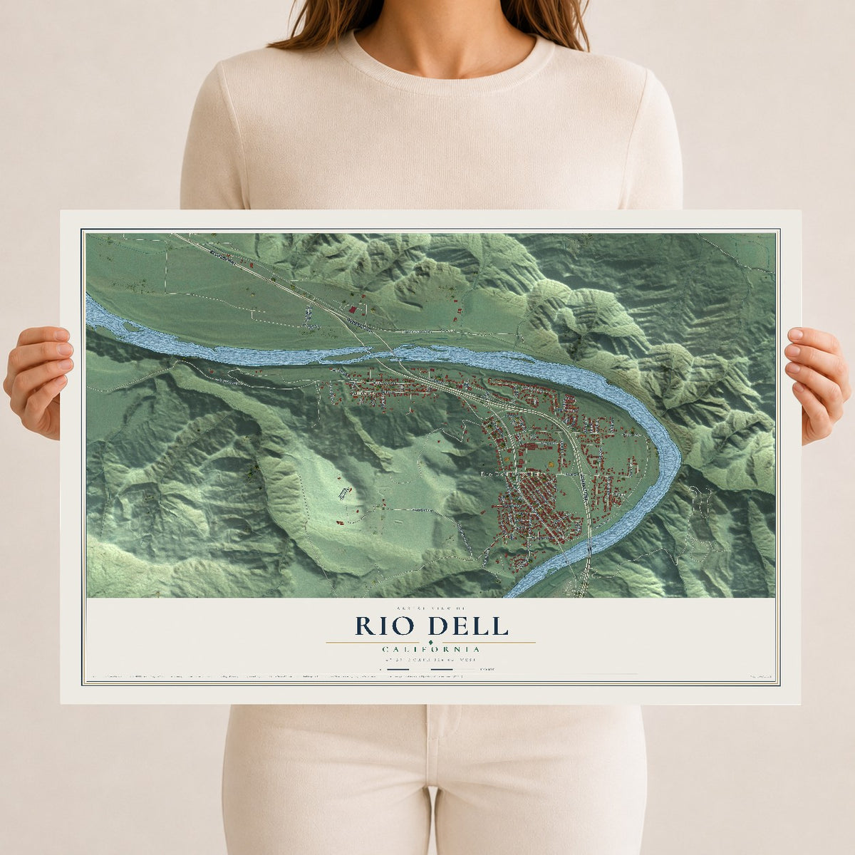 Map of Rio Dell, California, 12 x 18 inch unframed archival matte print