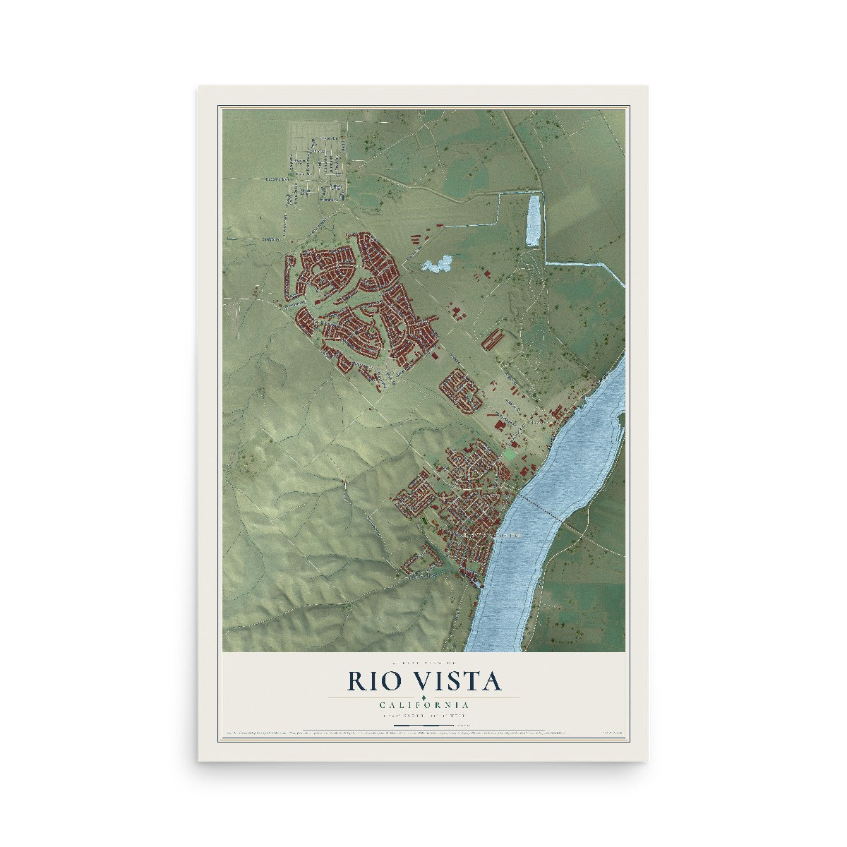 Map of Rio Vista, California, 12 x 18 inch unframed archival matte print