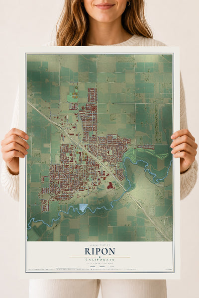 Map of Ripon, California, 18 x 24 inch unframed archival matte print