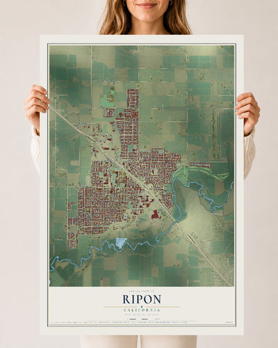 Map of Ripon, California, 24 x 36 inch unframed archival matte print