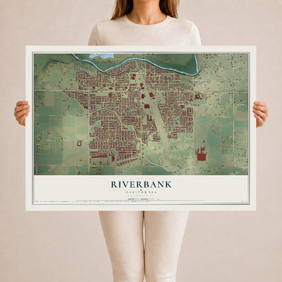 Map of Riverbank, California, 24 x 36 inch unframed archival matte print