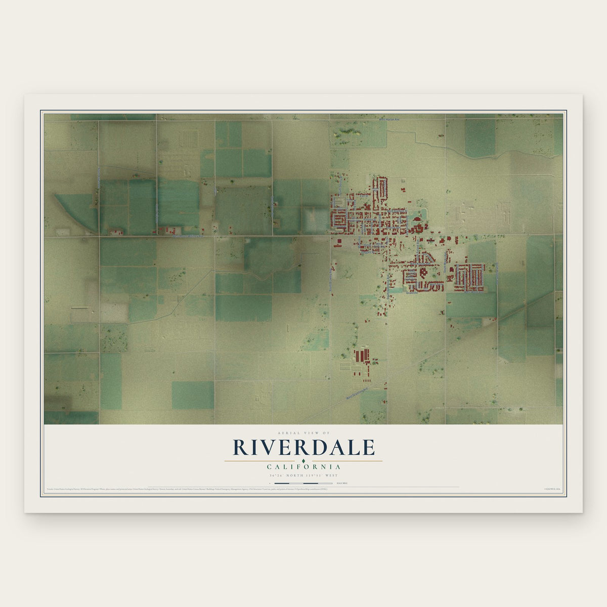 Riverdale, California map print, the full design
