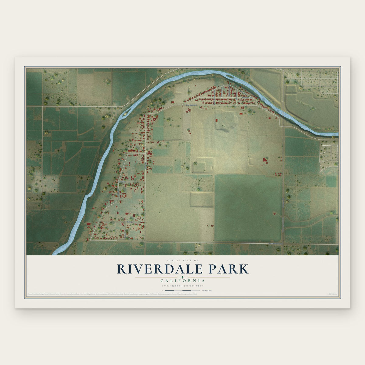 Riverdale Park, California map print, the full design