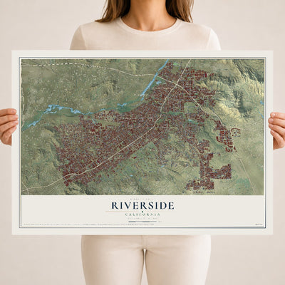 Map of Riverside, California, 18 x 24 inch unframed archival matte print