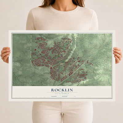 Map of Rocklin, California, 12 x 18 inch unframed archival matte print