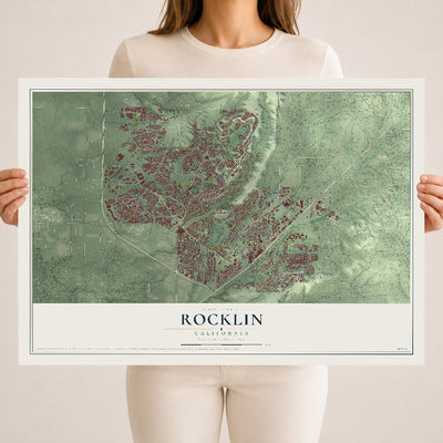 Map of Rocklin, California, 18 x 24 inch unframed archival matte print