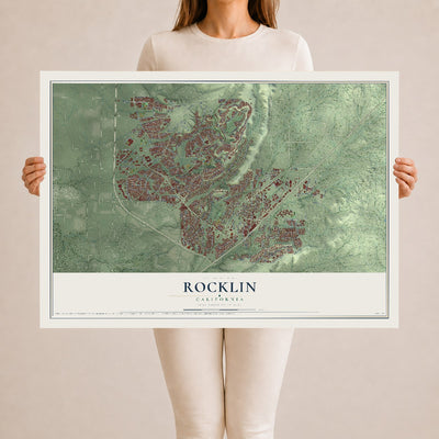 Map of Rocklin, California, 24 x 36 inch unframed archival matte print