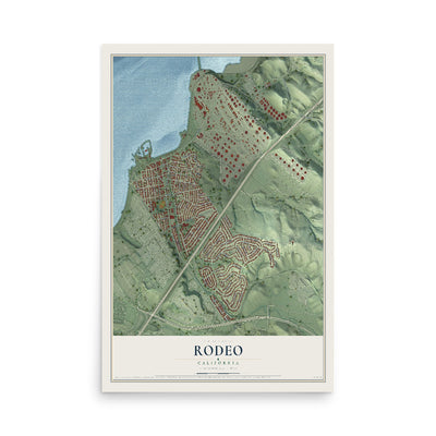 Map of Rodeo, California, 12 x 18 inch unframed archival matte print