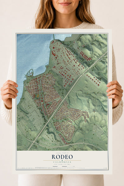 Map of Rodeo, California, 18 x 24 inch unframed archival matte print