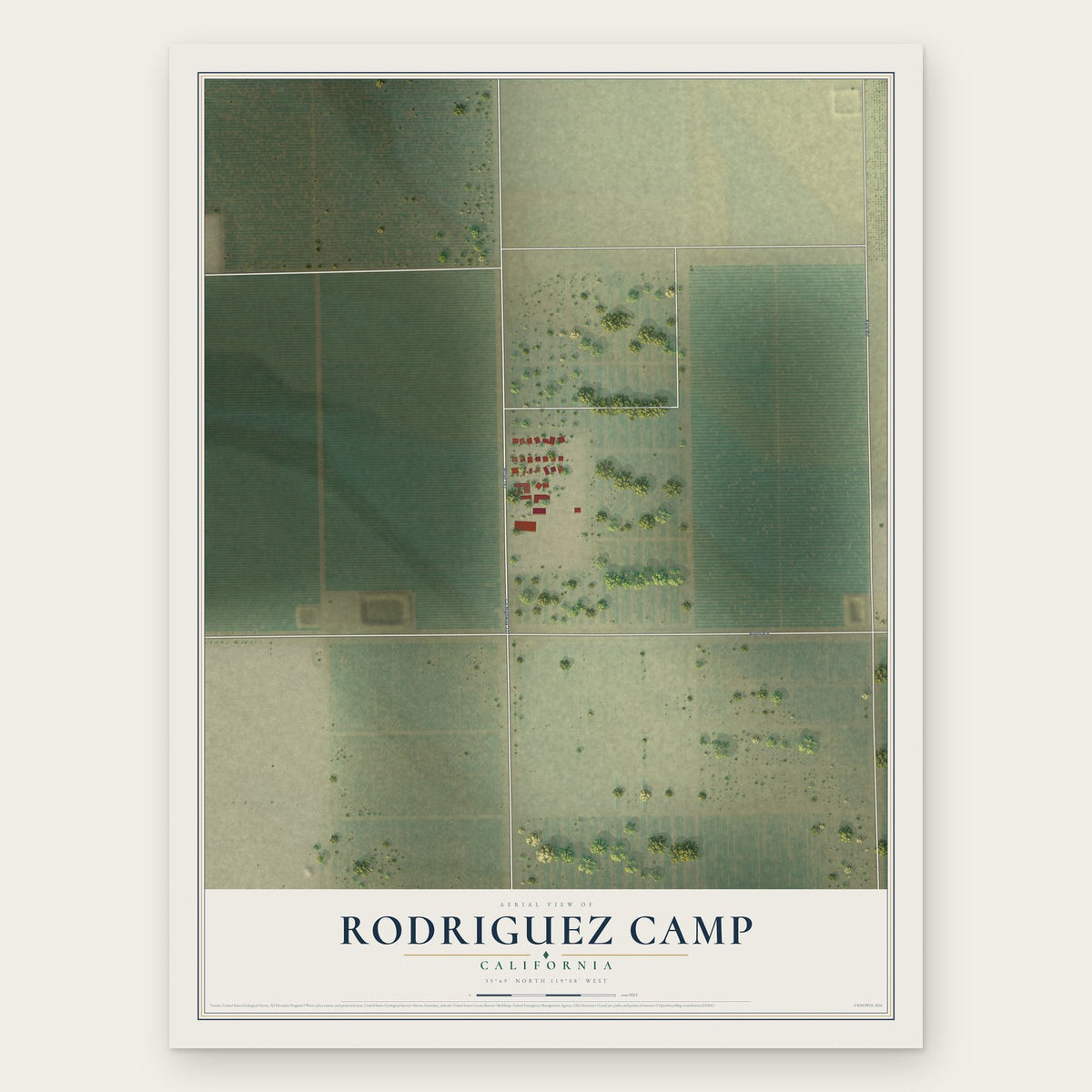 Rodriguez Camp, California map print, the full design