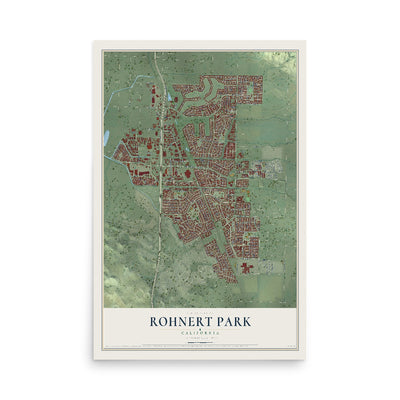 Map of Rohnert Park, California, 12 x 18 inch unframed archival matte print