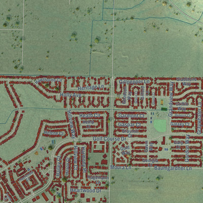 Second close-up of the map of Rohnert Park, California print showing more streets and buildings