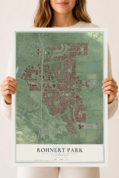 Map of Rohnert Park, California, 18 x 24 inch unframed archival matte print