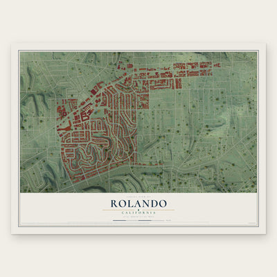 Rolando, California map print, the full design