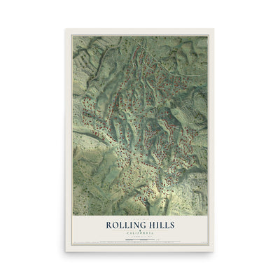 Map of Rolling Hills, California, 12 x 18 inch unframed archival matte print