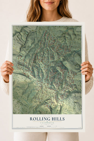 Map of Rolling Hills, California, 18 x 24 inch unframed archival matte print