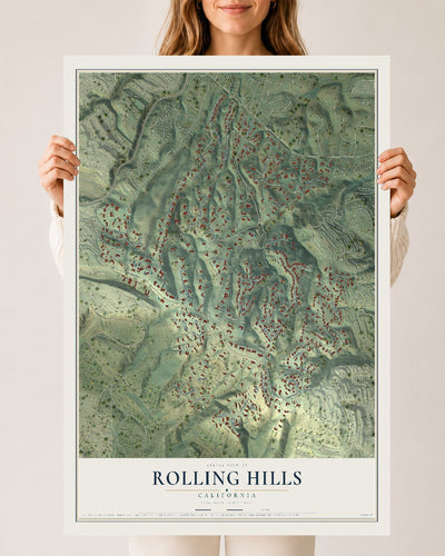 Map of Rolling Hills, California, 24 x 36 inch unframed archival matte print