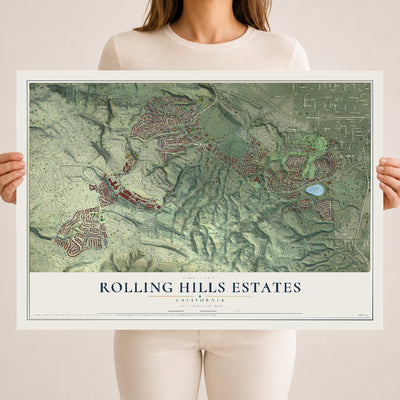 Map of Rolling Hills Estates, California, 18 x 24 inch unframed archival matte print