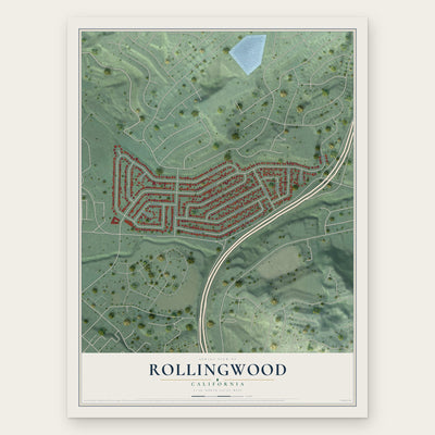 Rollingwood, California map print, the full design