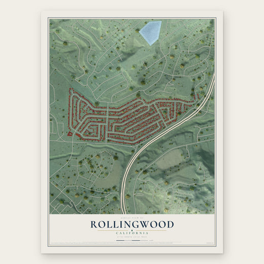 Rollingwood, California map print, the full design