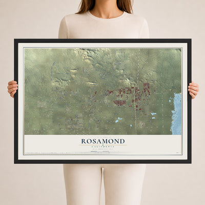 Map of Rosamond, California, 24 x 36 inch print in a black wood frame