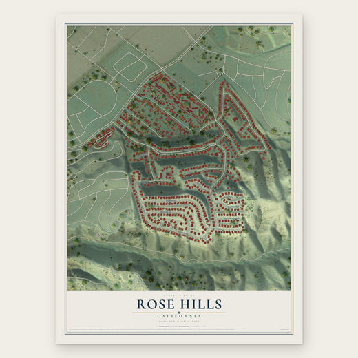 Rose Hills, California map print, the full design