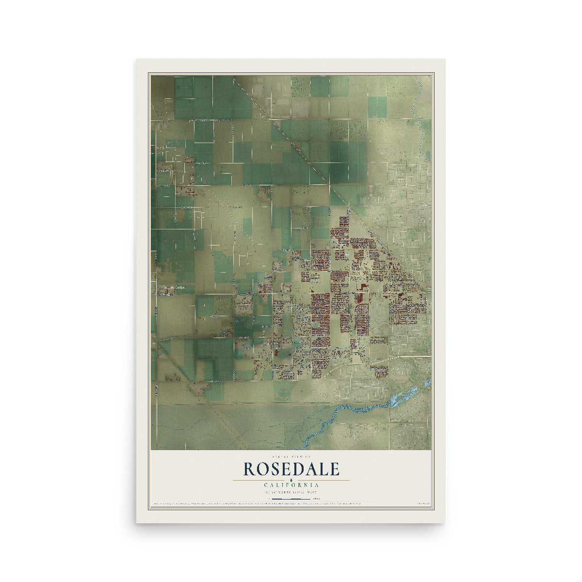 Map of Rosedale, California, 12 x 18 inch unframed archival matte print