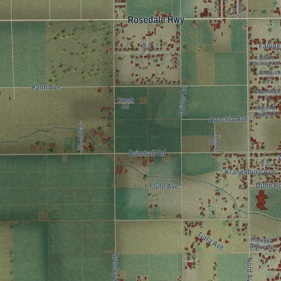 Second close-up of the map of Rosedale, California print showing more streets and buildings
